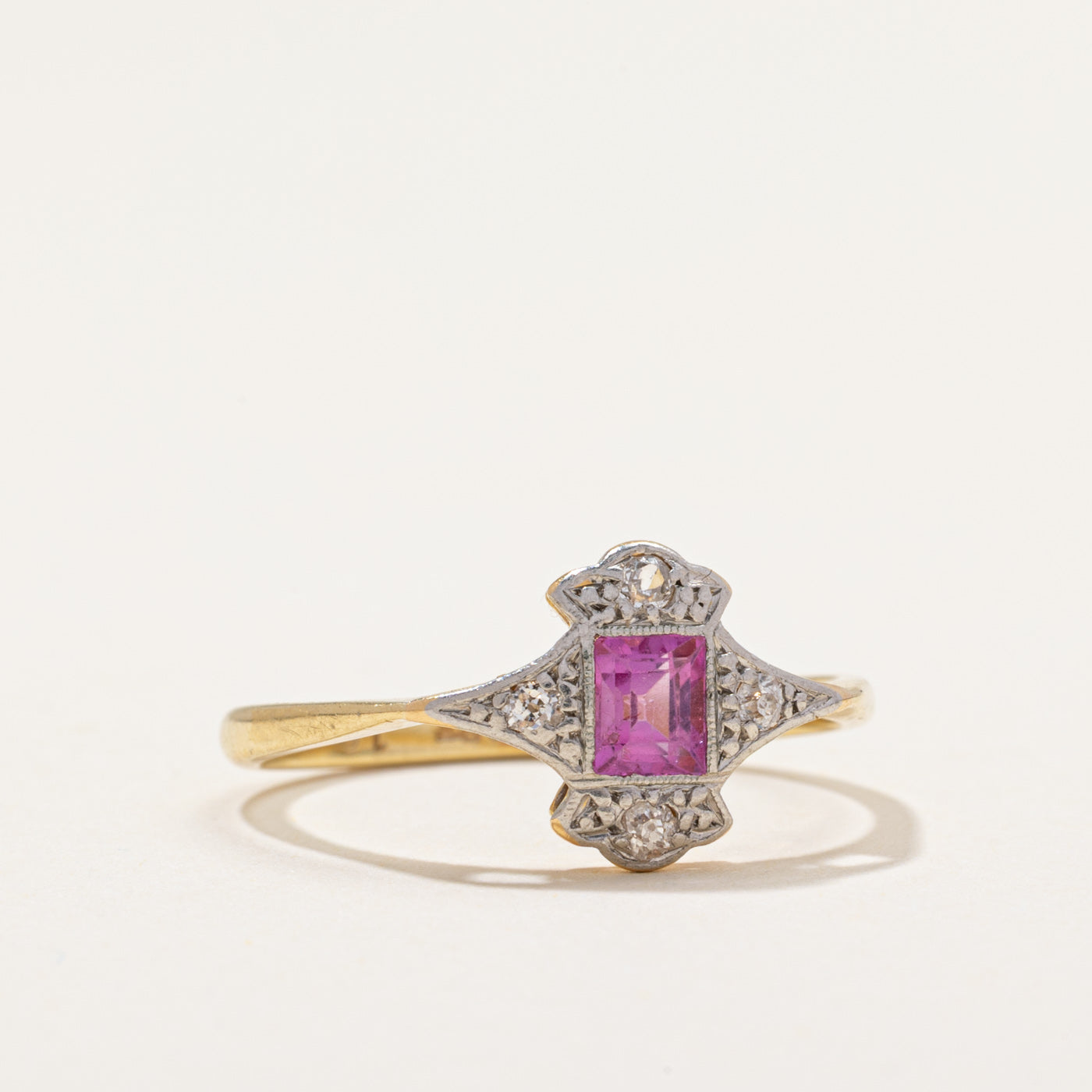 Pink Sapphire & Diamond Ring | 0.40ct, 0.10ctw | SZ 6.5