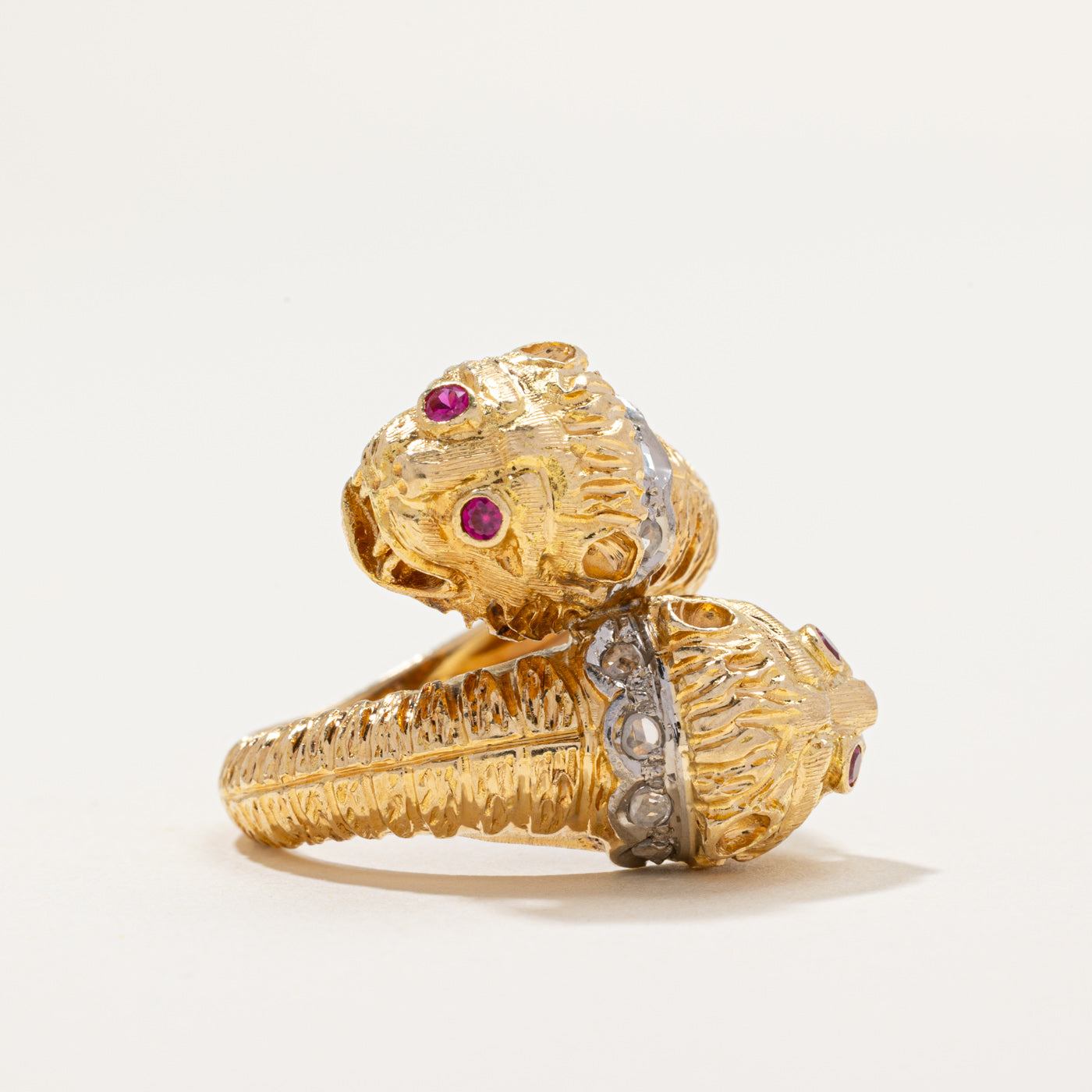 Diamond & Synthetic Ruby Dragon Wrap Ring | 0.12ctw, 0.12ctw | SZ 6.25