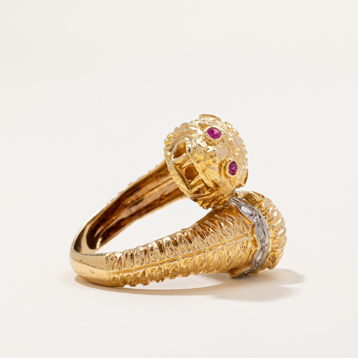 Diamond & Synthetic Ruby Dragon Wrap Ring | 0.12ctw, 0.12ctw | SZ 6.25