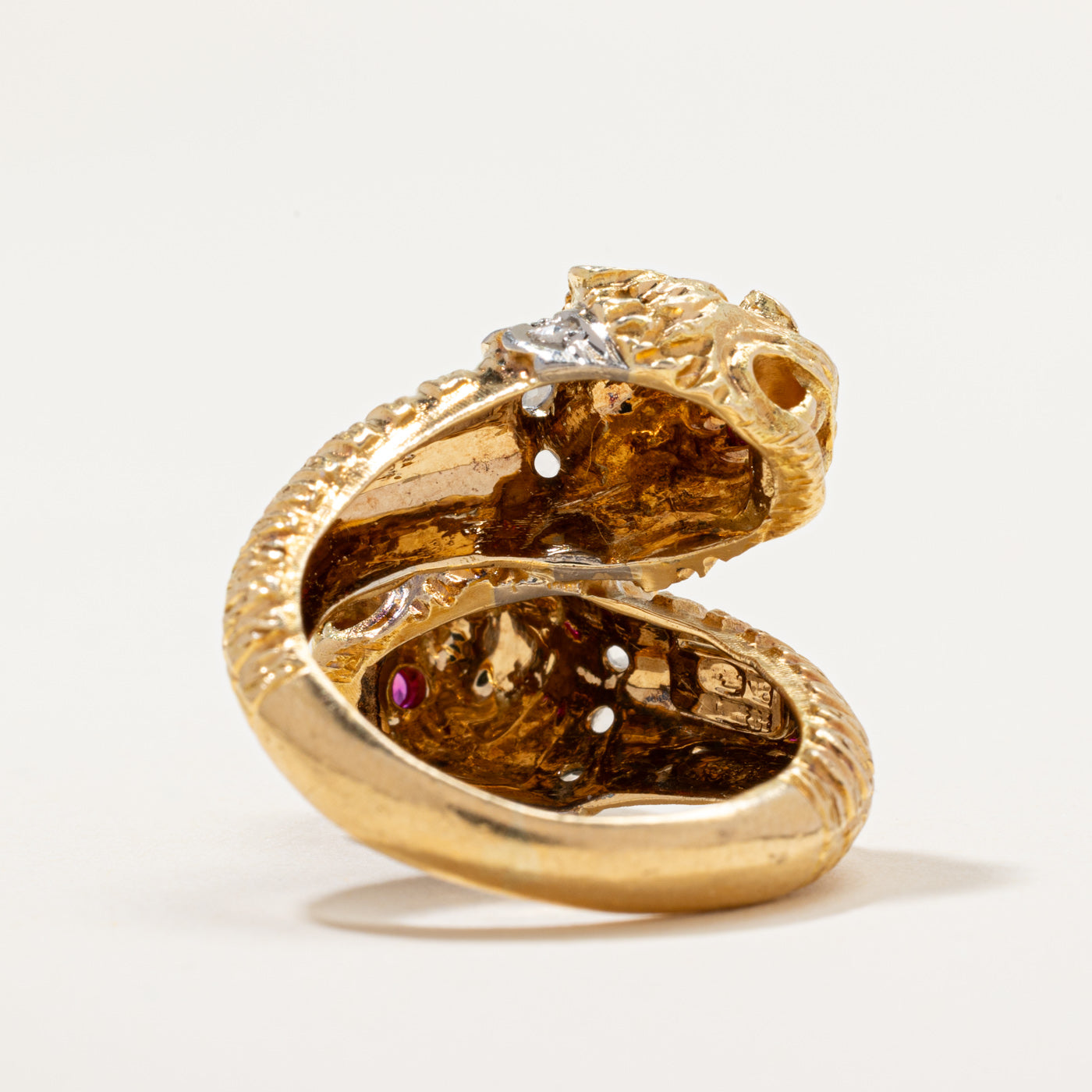 Diamond & Synthetic Ruby Dragon Wrap Ring | 0.12ctw, 0.12ctw | SZ 6.25