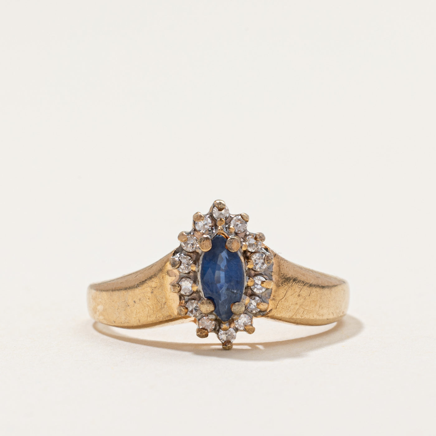 Marquise Cut Sapphire & Diamond Ring | 0.25ct, 0.10ctw | SZ 6.5