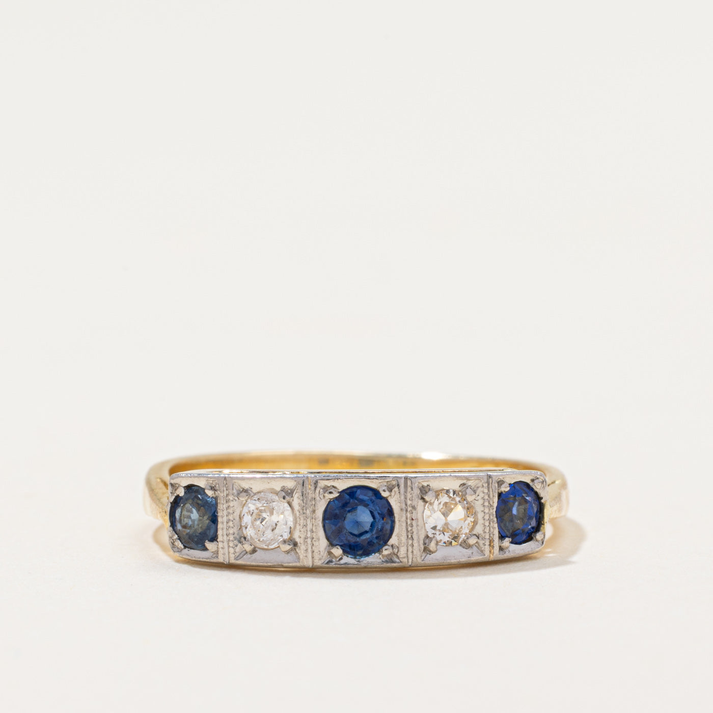Antique Sapphire & Diamond Band | 0.17ctw, 0.12ctw | SZ 5.75