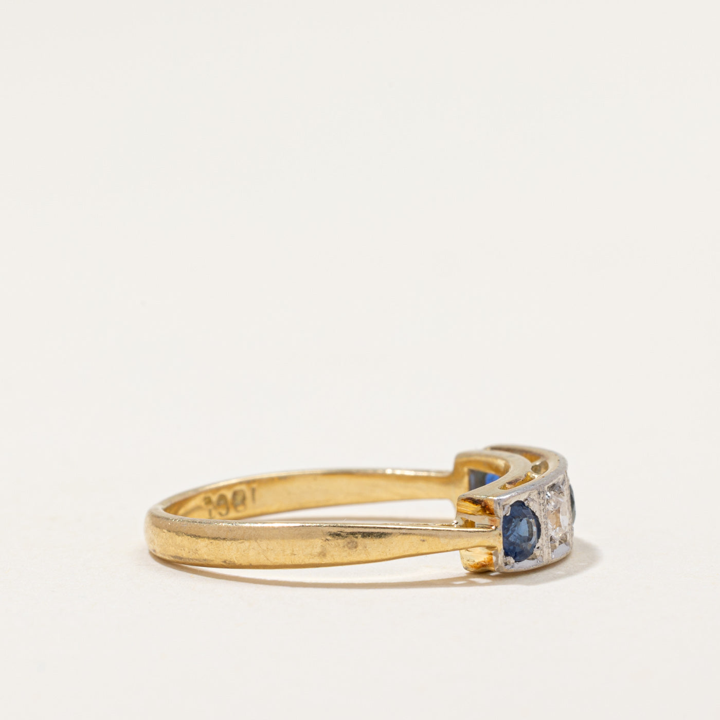 Antique Sapphire & Diamond Band | 0.17ctw, 0.12ctw | SZ 5.75