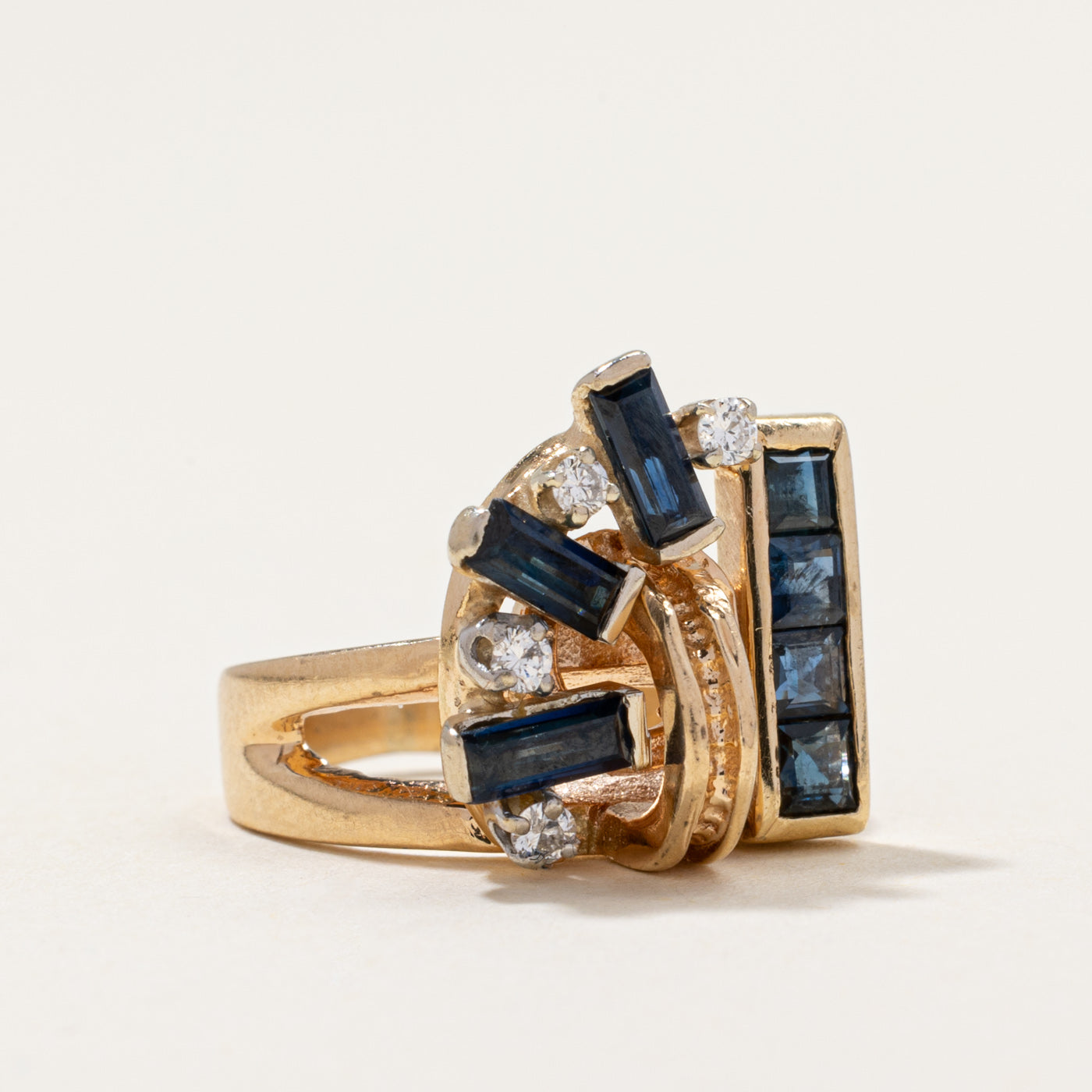 Sapphire & Diamond Cocktail Ring | 1.00ctw, 0.10ctw | SZ 3.5