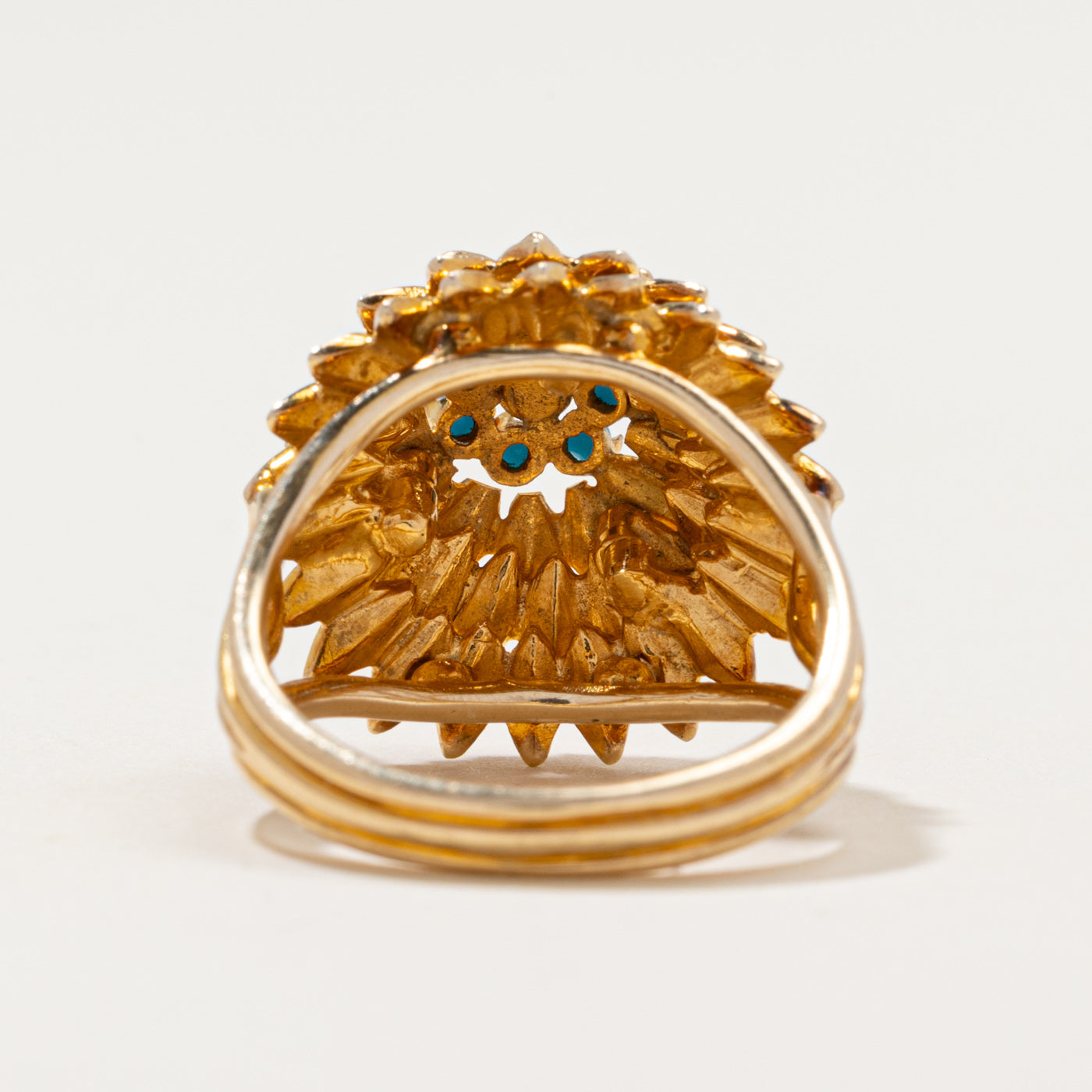 Turquoise Floral Cocktail Ring | 0.17ctw | SZ 6.75
