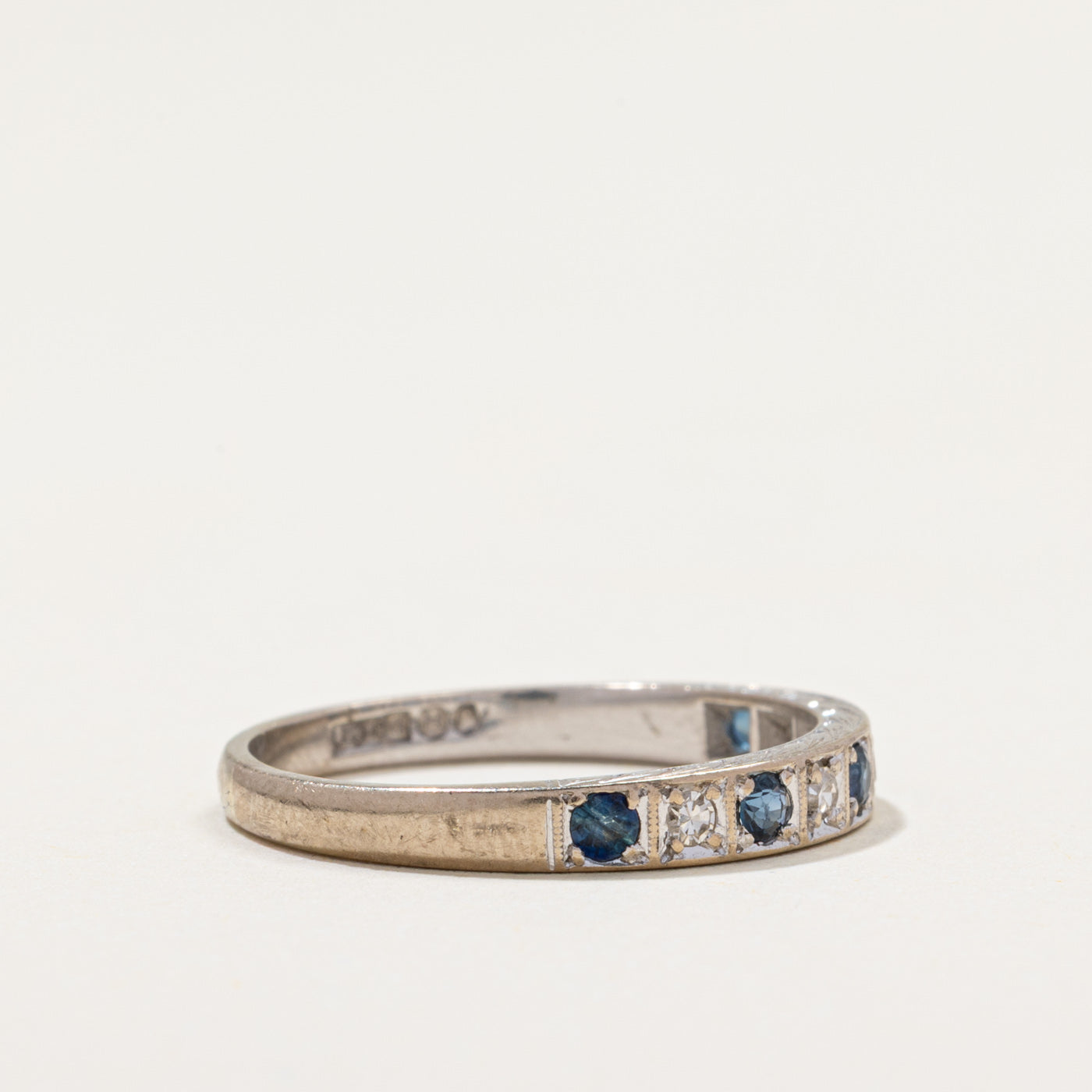 Vintage Sapphire & Diamond Semi Eternity Band | 0.15ctw, 0.04ctw | SZ 7.25