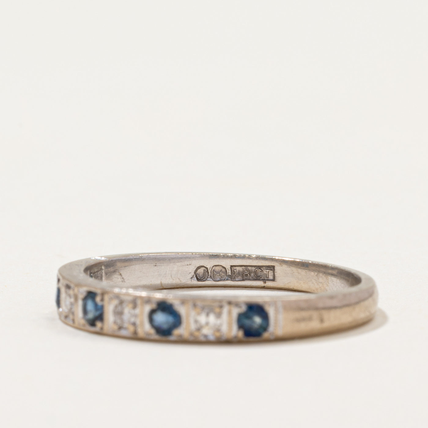 Vintage Sapphire & Diamond Semi Eternity Band | 0.15ctw, 0.04ctw | SZ 7.25