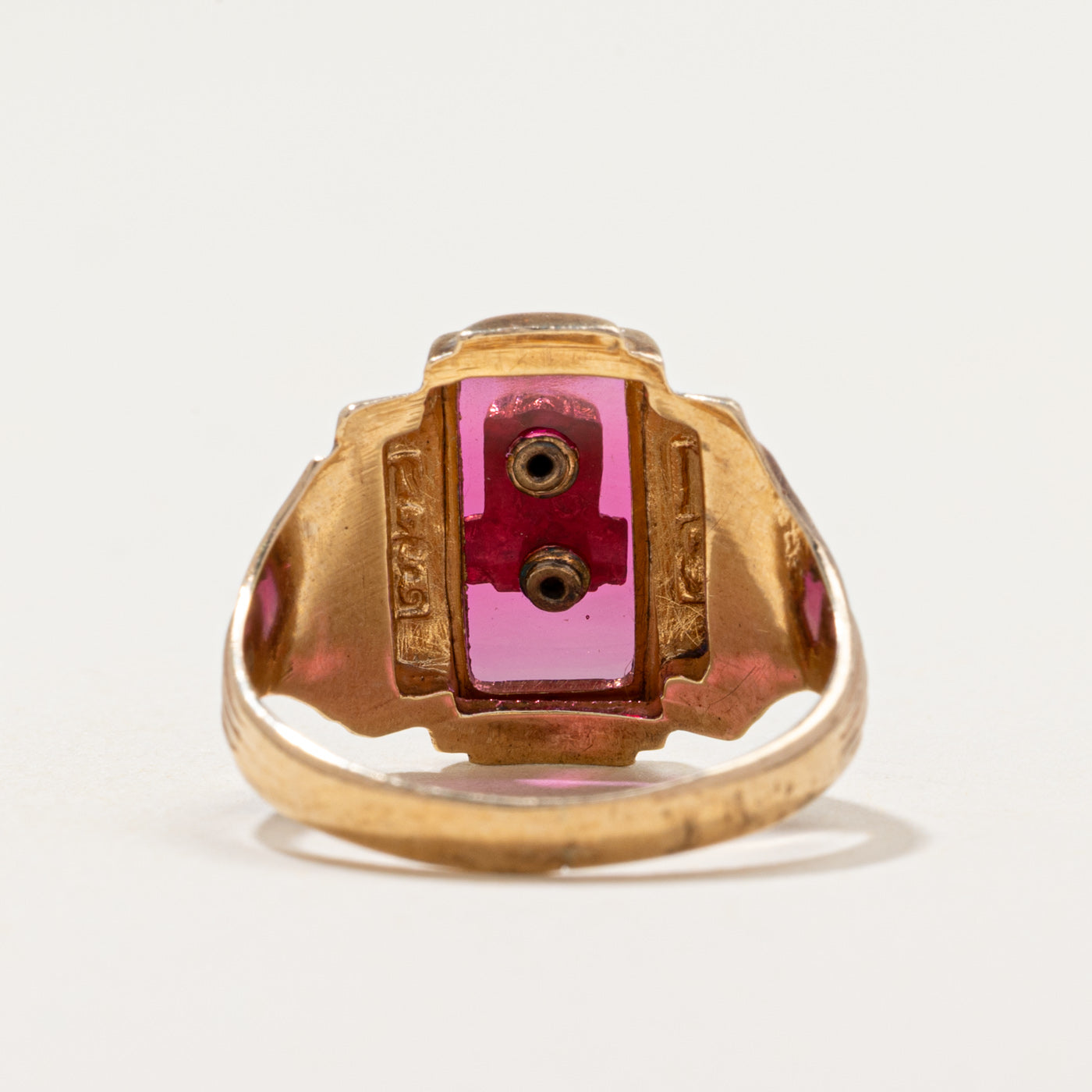 1941 Rectangle Cut Synthetic Ruby Class Ring | 1.10ct | SZ 5.75
