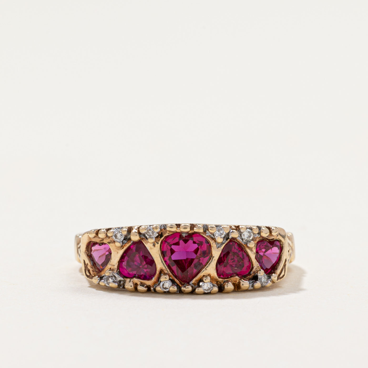 Synthetic Ruby & Natural Diamond Ring | 1.00ctw, 0.04ctw | SZ 6.5