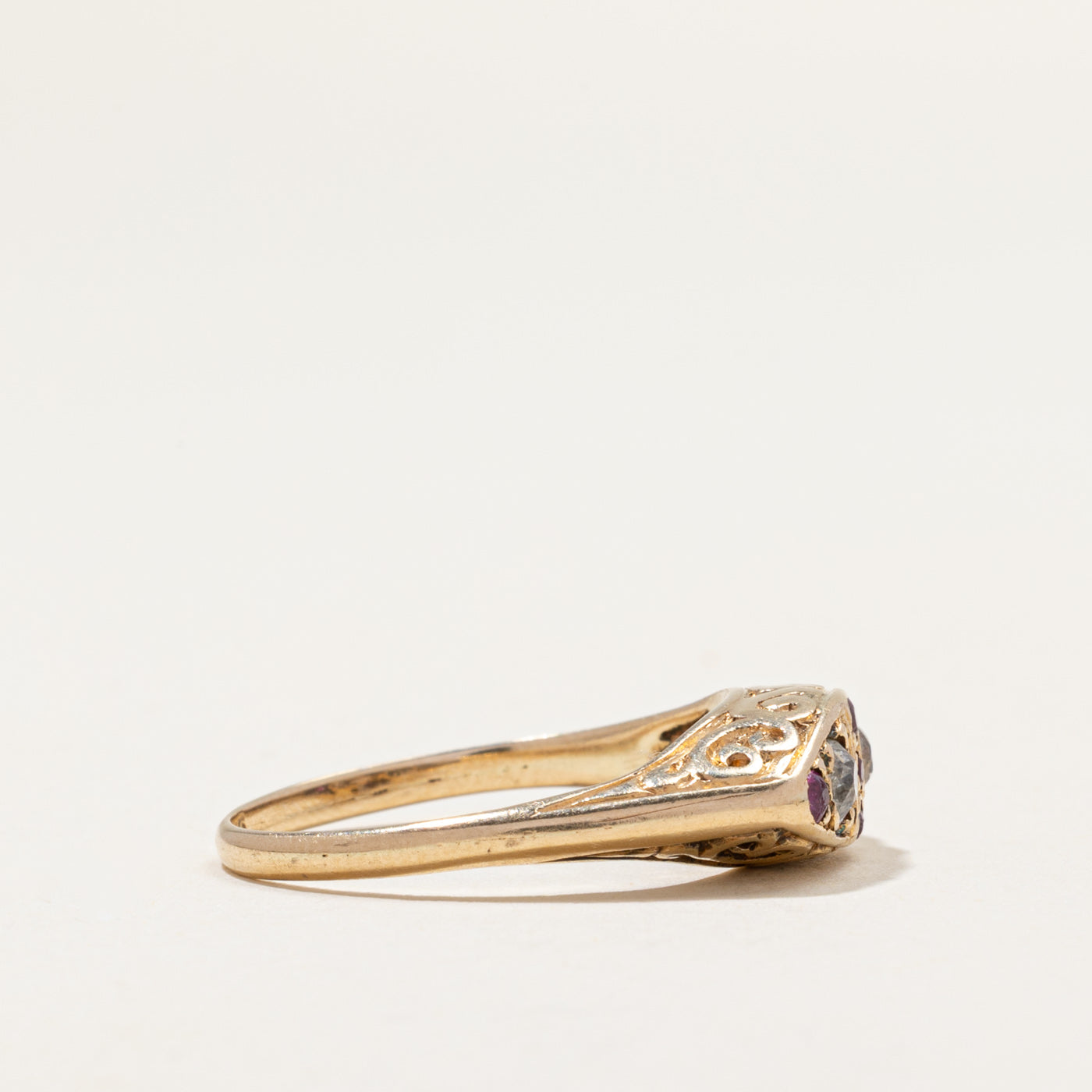 Antique Diamond & Ruby Ring | 0.24ct, 0.09ctw | SZ 7.25
