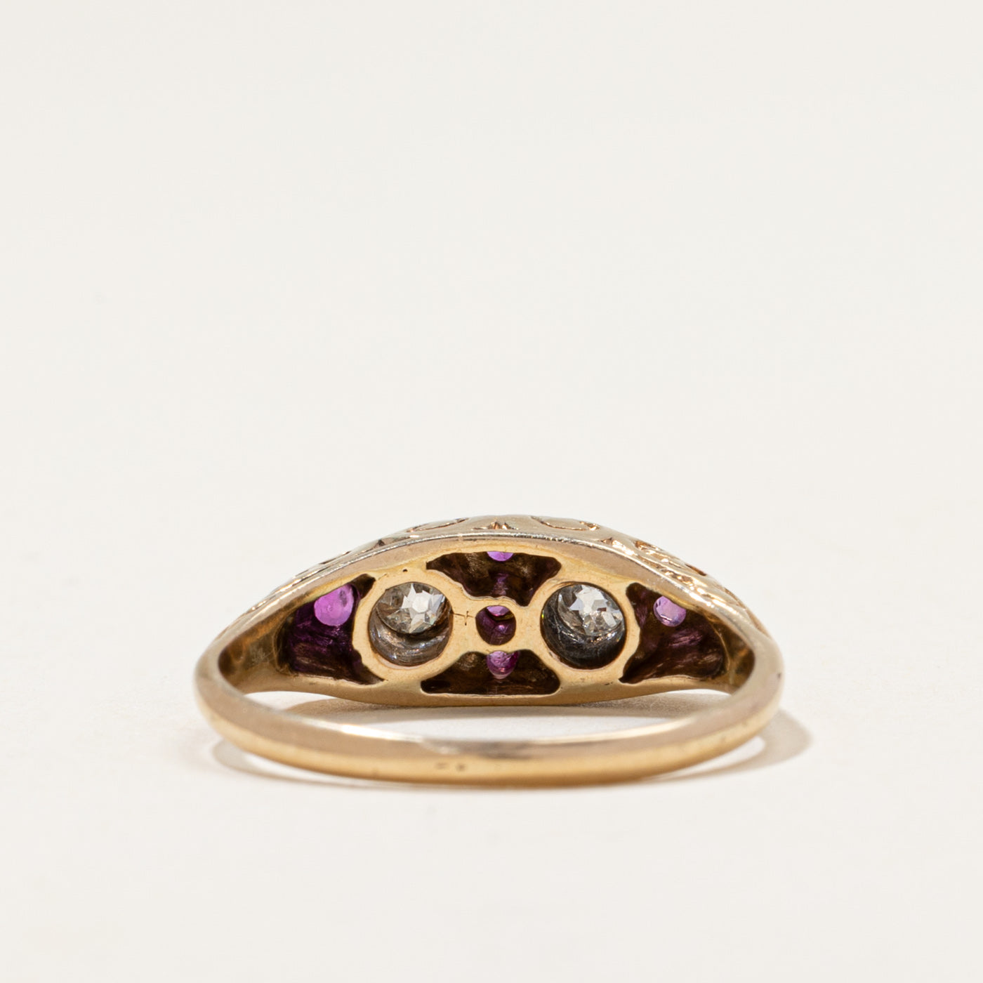 Antique Diamond & Ruby Ring | 0.24ct, 0.09ctw | SZ 7.25
