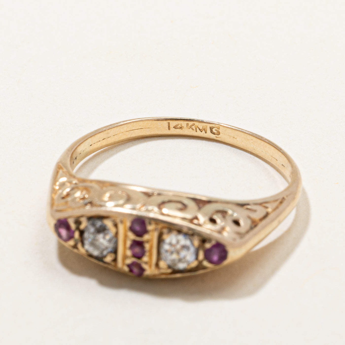 Antique Diamond & Ruby Ring | 0.24ct, 0.09ctw | SZ 7.25
