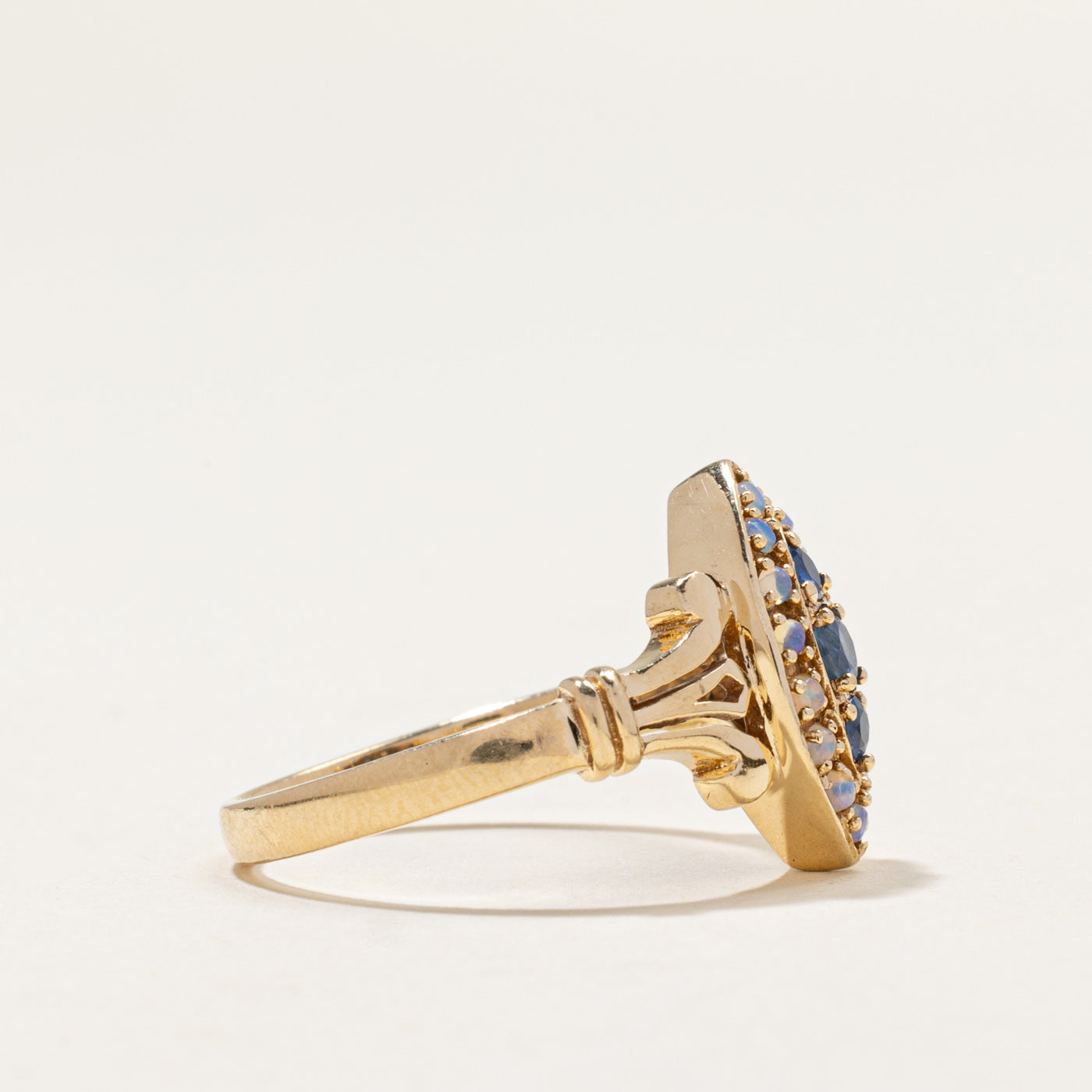 Vintage Sapphire & Opal Marquise Shaped Ring | 0.35ctw | SZ 7.75
