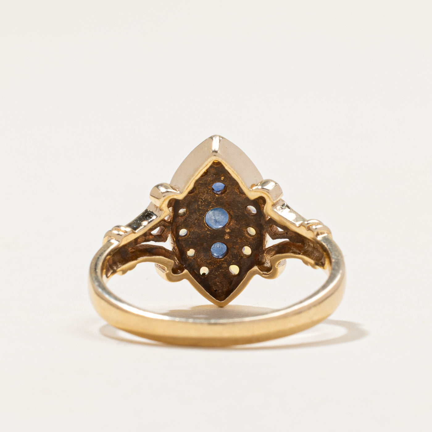 Vintage Sapphire & Opal Marquise Shaped Ring | 0.35ctw | SZ 7.75