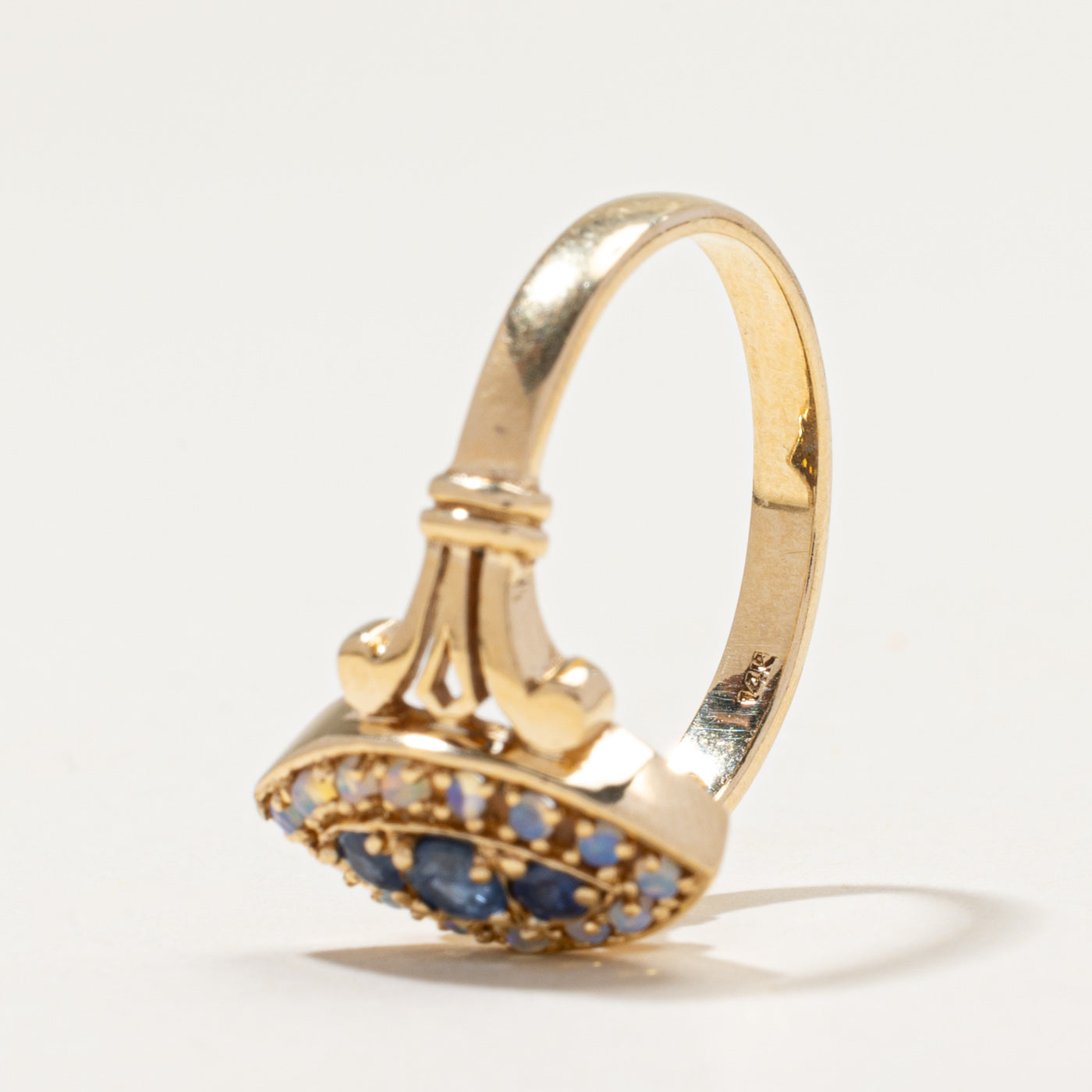 Vintage Sapphire & Opal Marquise Shaped Ring | 0.35ctw | SZ 7.75