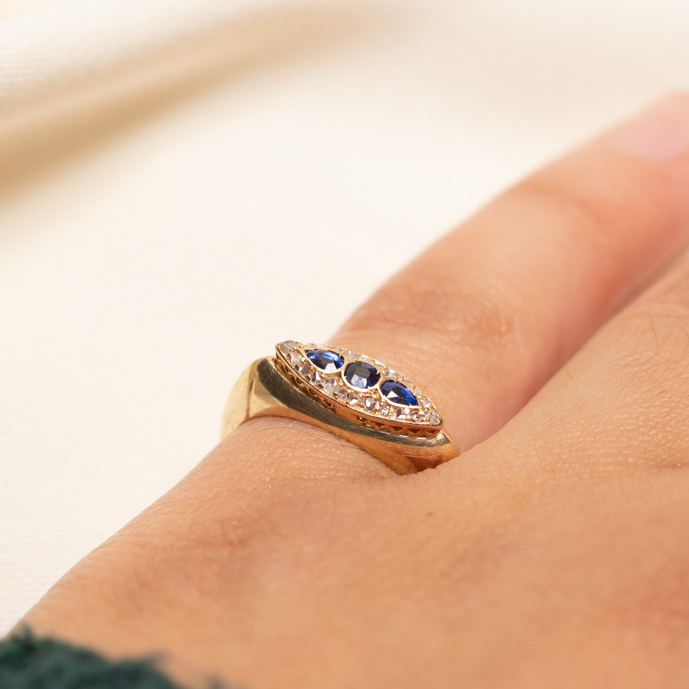 Reworked Antique Sapphire & Diamond Ring | 0.16ctw, 0.10ctw | SZ 5.5