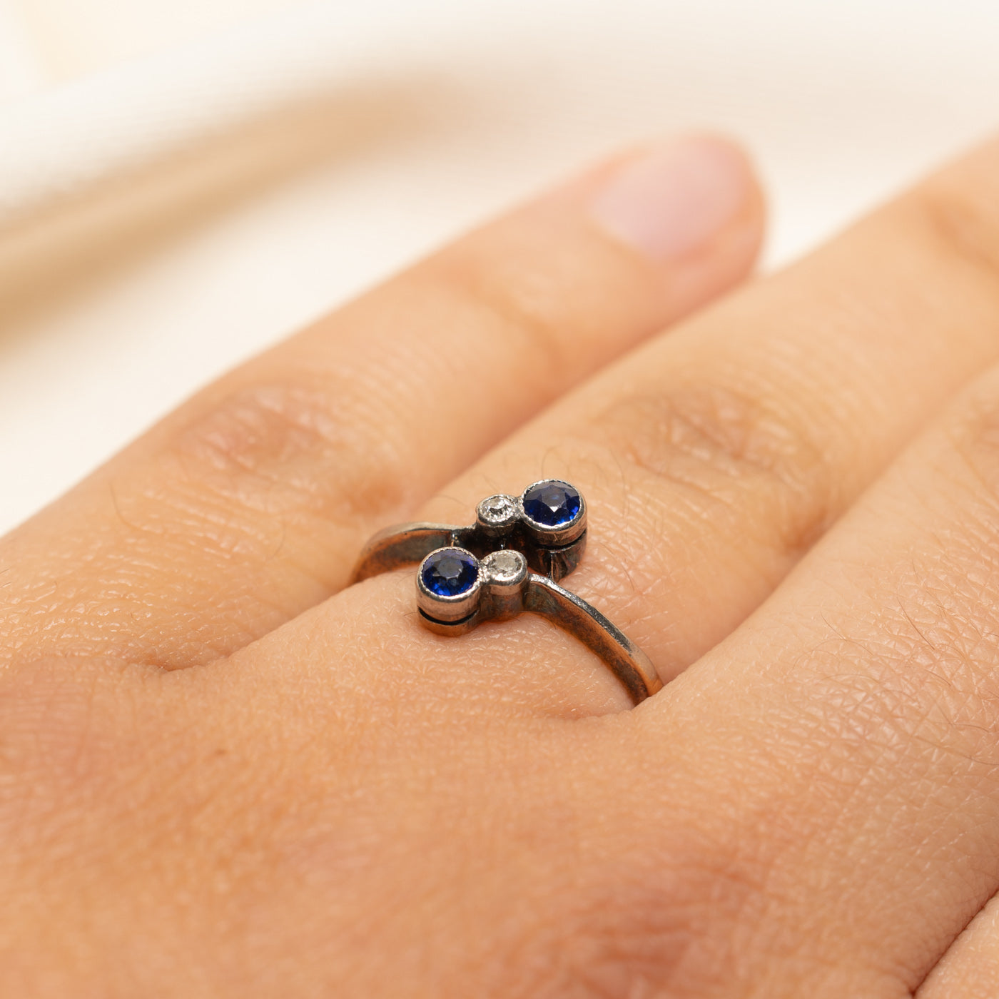 Vintage Sapphire & Diamond Bypass Ring | 0.20ctw, 0.04ctw | SZ 6
