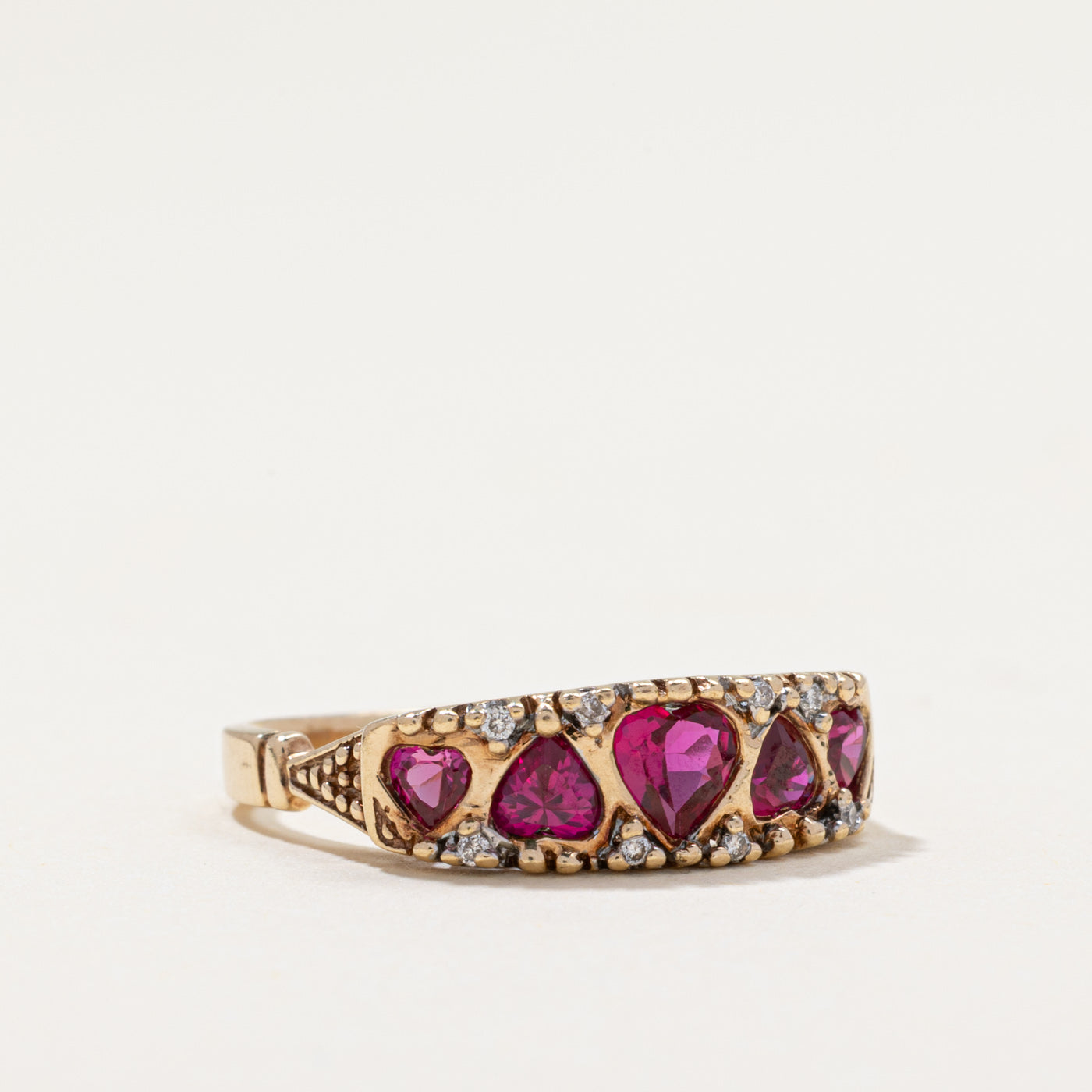 Synthetic Ruby & Natural Diamond Ring | 1.00ctw, 0.04ctw | SZ 6.5