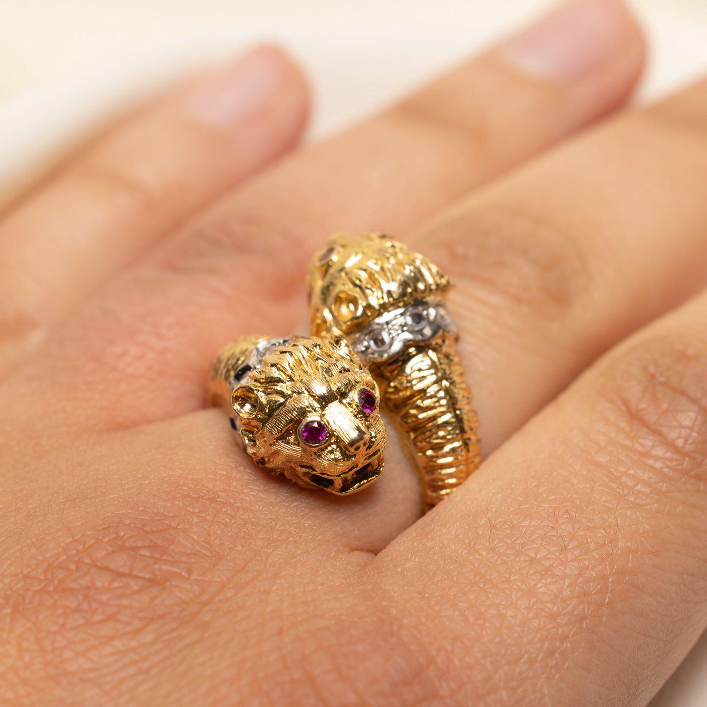 Diamond & Synthetic Ruby Dragon Wrap Ring | 0.12ctw, 0.12ctw | SZ 6.25