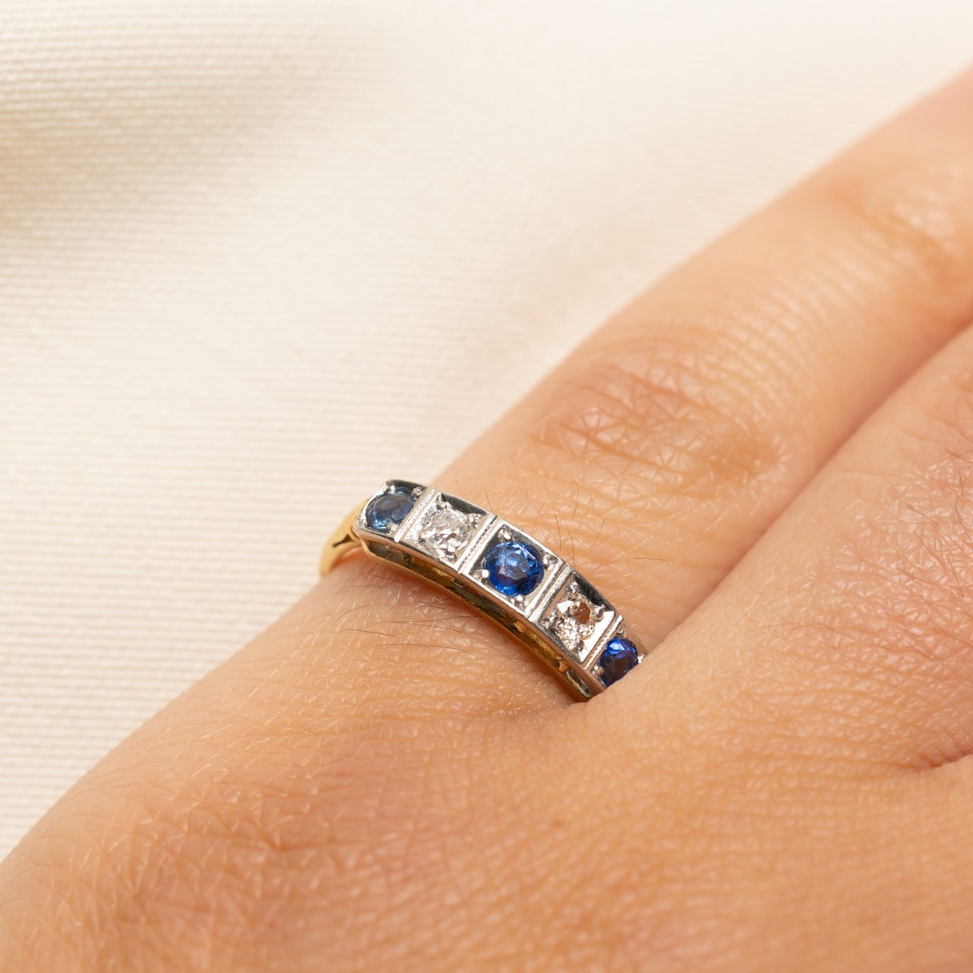 Antique Sapphire & Diamond Band | 0.17ctw, 0.12ctw | SZ 5.75