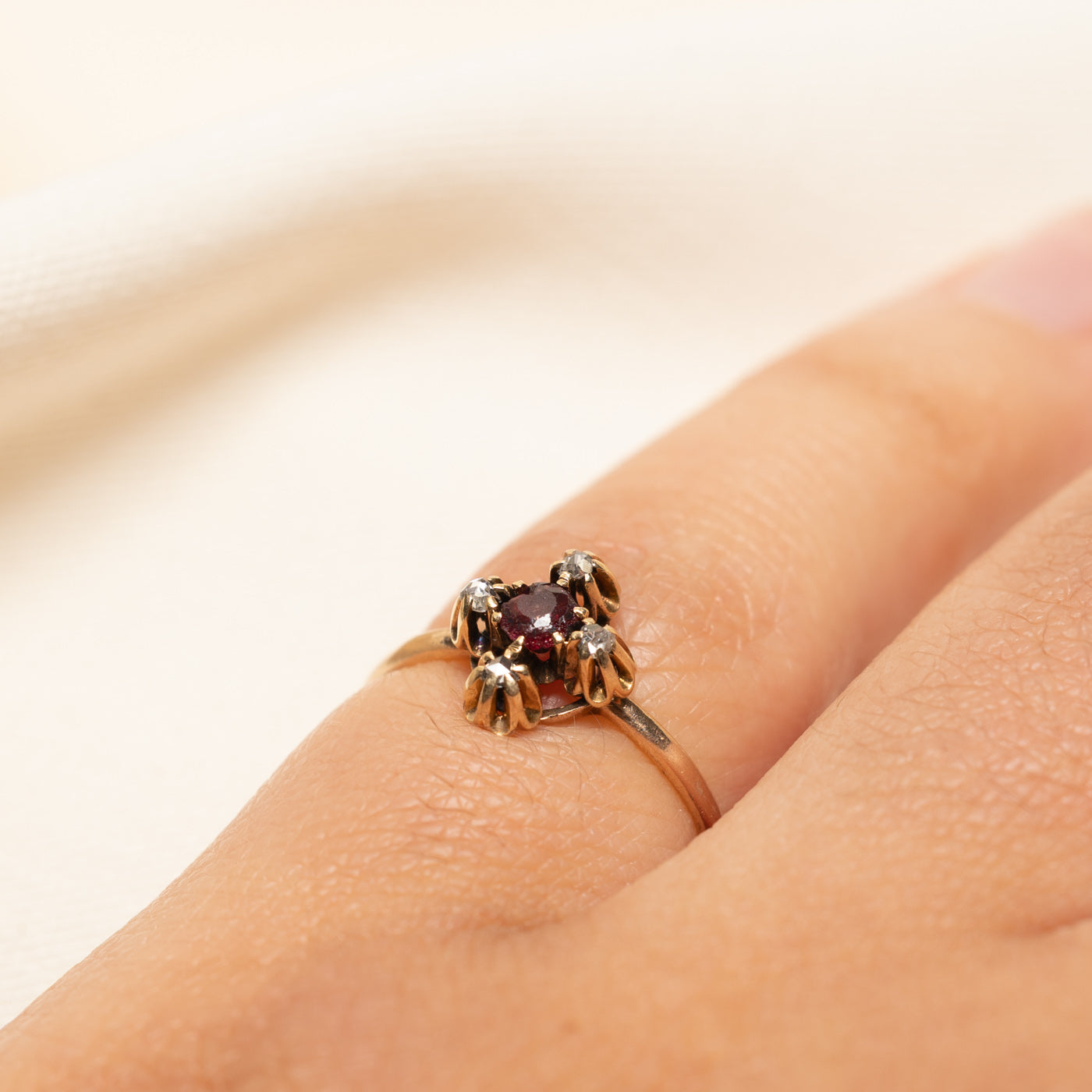 Vintage Glass Doublet & Diamond Ring | 0.04ct, 0.04ctw | SZ 2.75