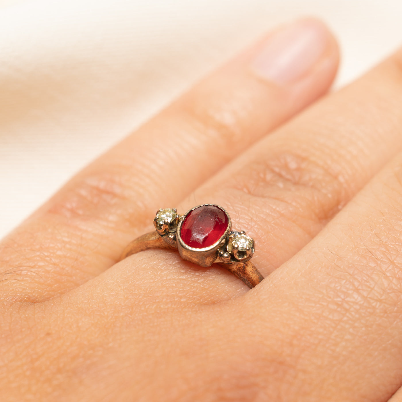 Vintage Glass & Diamond Ring | 0.80ct, 0.08ctw | SZ 7.75