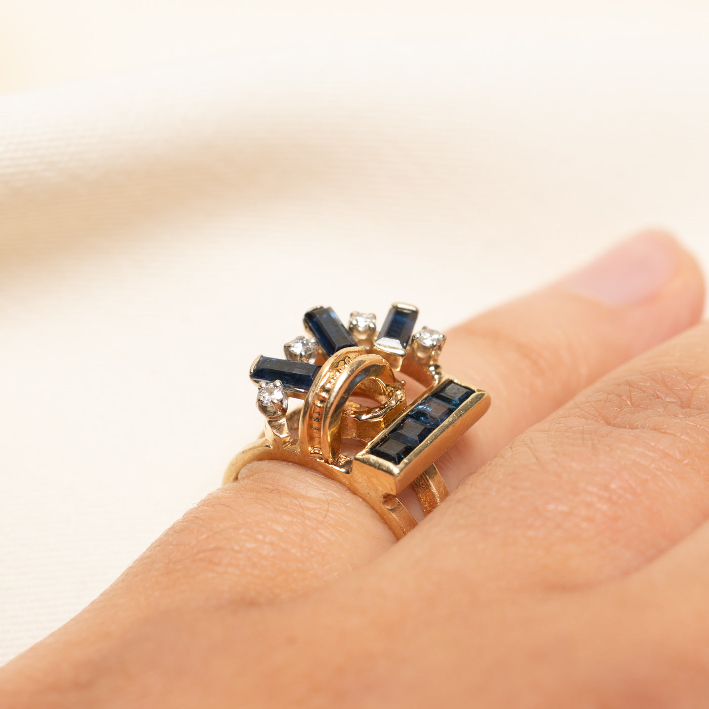 Sapphire & Diamond Cocktail Ring | 1.00ctw, 0.10ctw | SZ 3.5