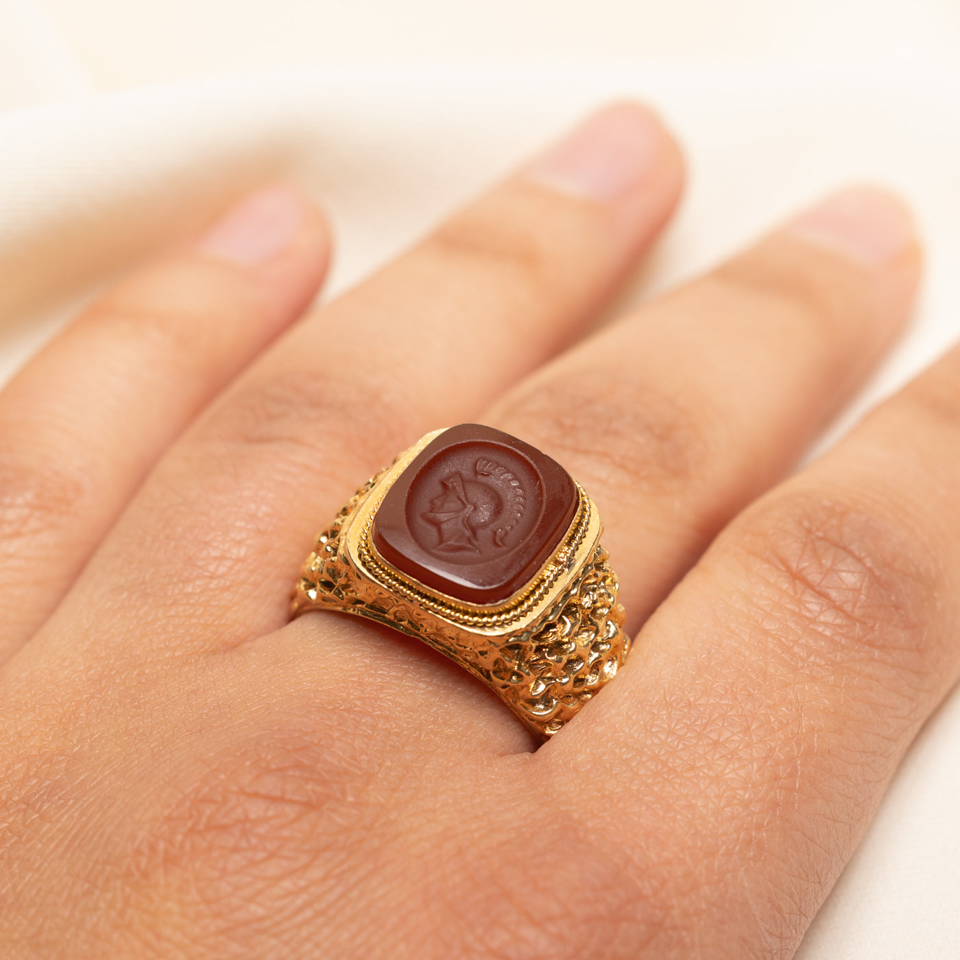 Carnelian Intaglio Cocktail Ring | 5.00ctw | SZ 10.5
