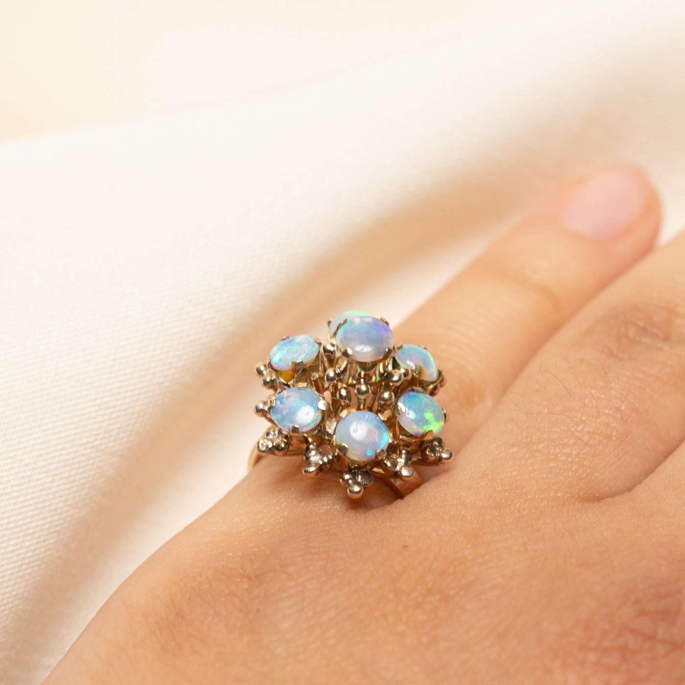 Vintage Opal Petal Cocktail Ring | 1.50ctw | SZ 5.75