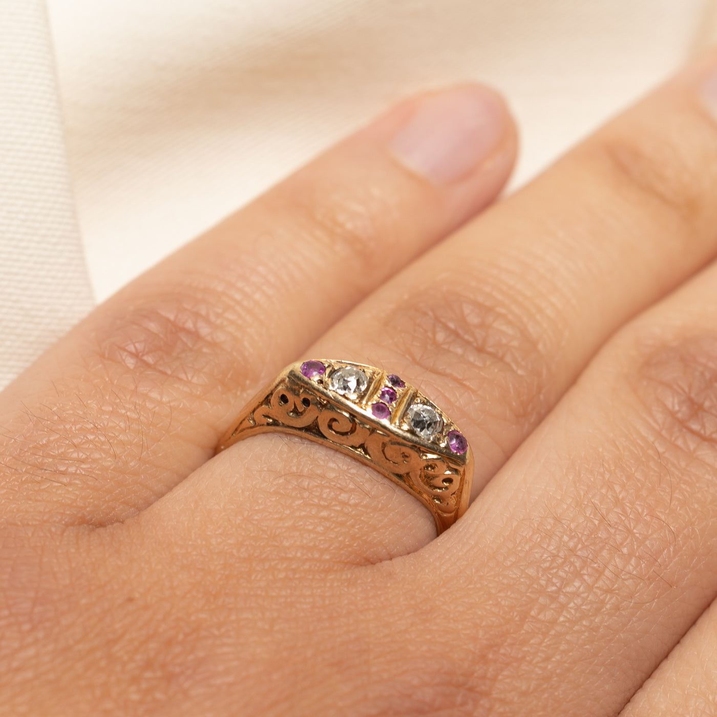 Antique Diamond & Ruby Ring | 0.24ct, 0.09ctw | SZ 7.25