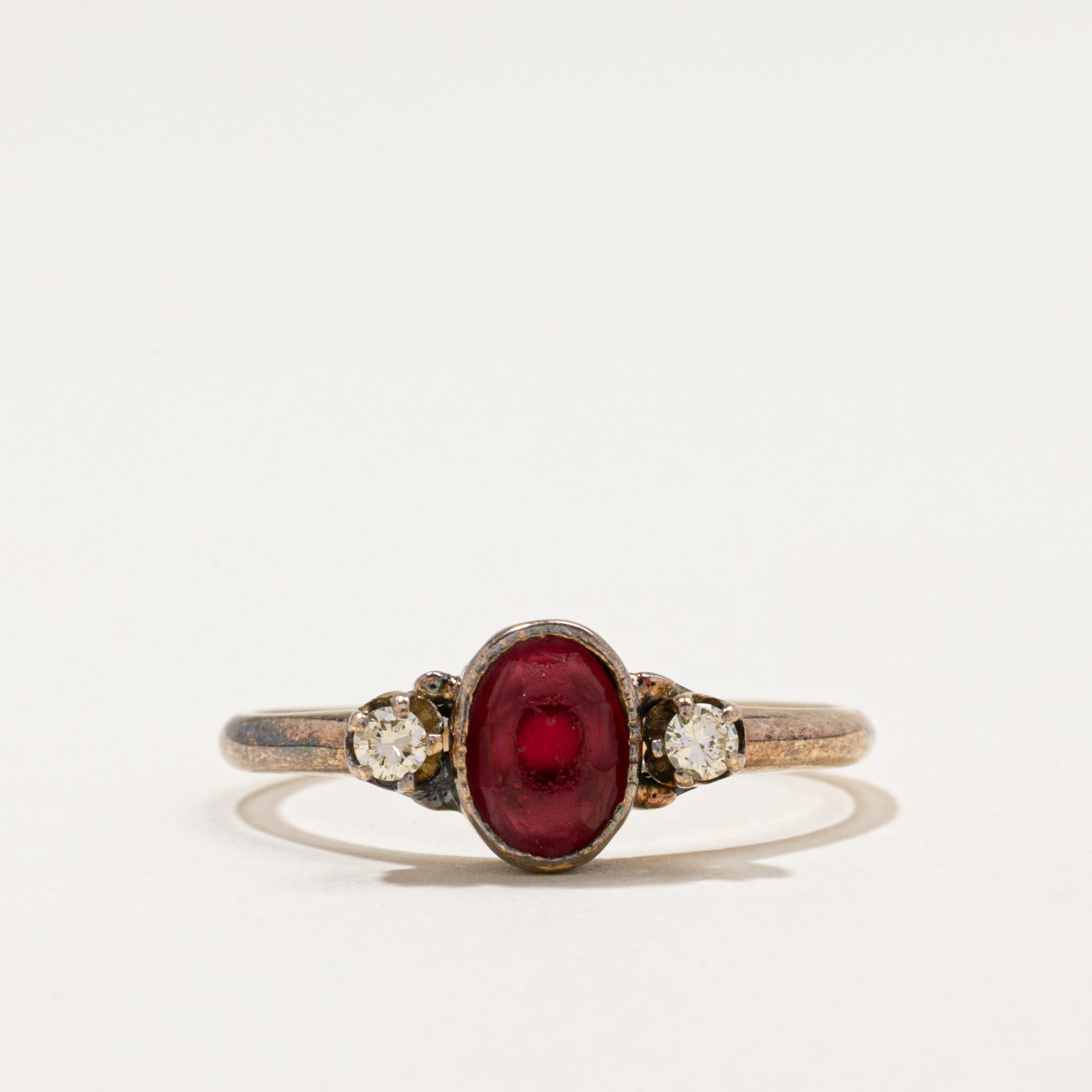 Vintage Glass & Diamond Ring | 0.80ct, 0.08ctw | SZ 7.75