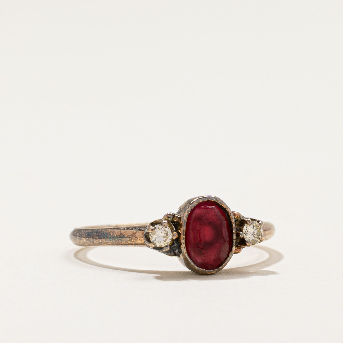 Vintage Glass & Diamond Ring | 0.80ct, 0.08ctw | SZ 7.75