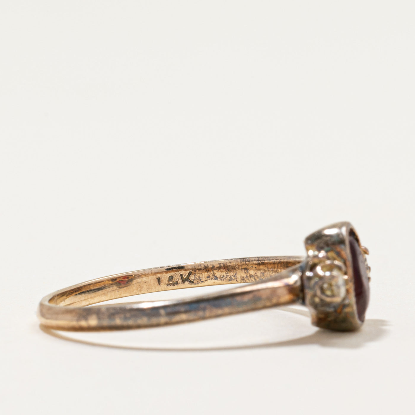 Vintage Glass & Diamond Ring | 0.80ct, 0.08ctw | SZ 7.75