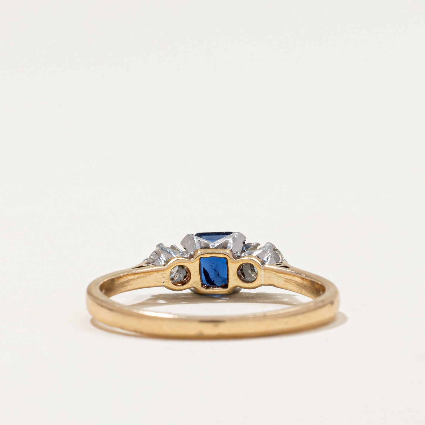 Three Stone Sapphire & Diamond Ring | 0.60ct, 0.16ctw | SZ 7.25