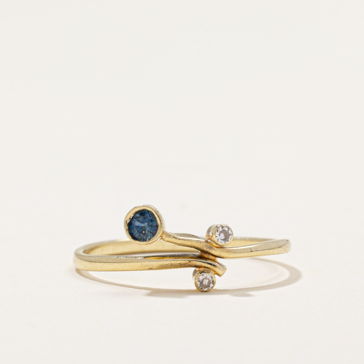 Sapphire & Diamond Bypass Ring | 0.08ct, 0.02ctw | SZ 7.25