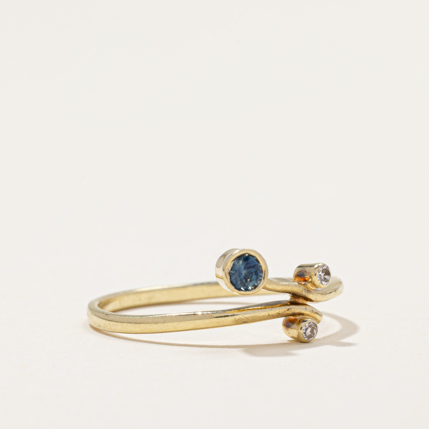 Sapphire & Diamond Bypass Ring | 0.08ct, 0.02ctw | SZ 7.25