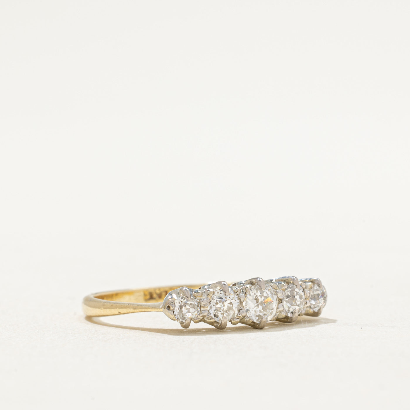 Bague cinq diamants taille ancienne européenne | 0,53 ct au total | Taille 6,75
