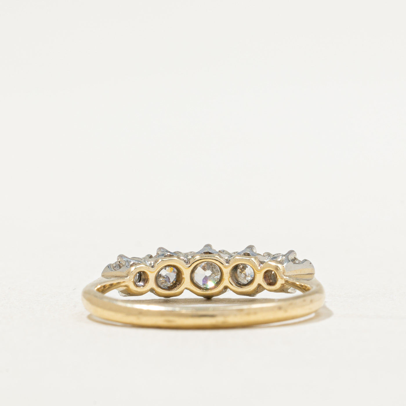 Bague cinq diamants taille ancienne européenne | 0,53 ct au total | Taille 6,75