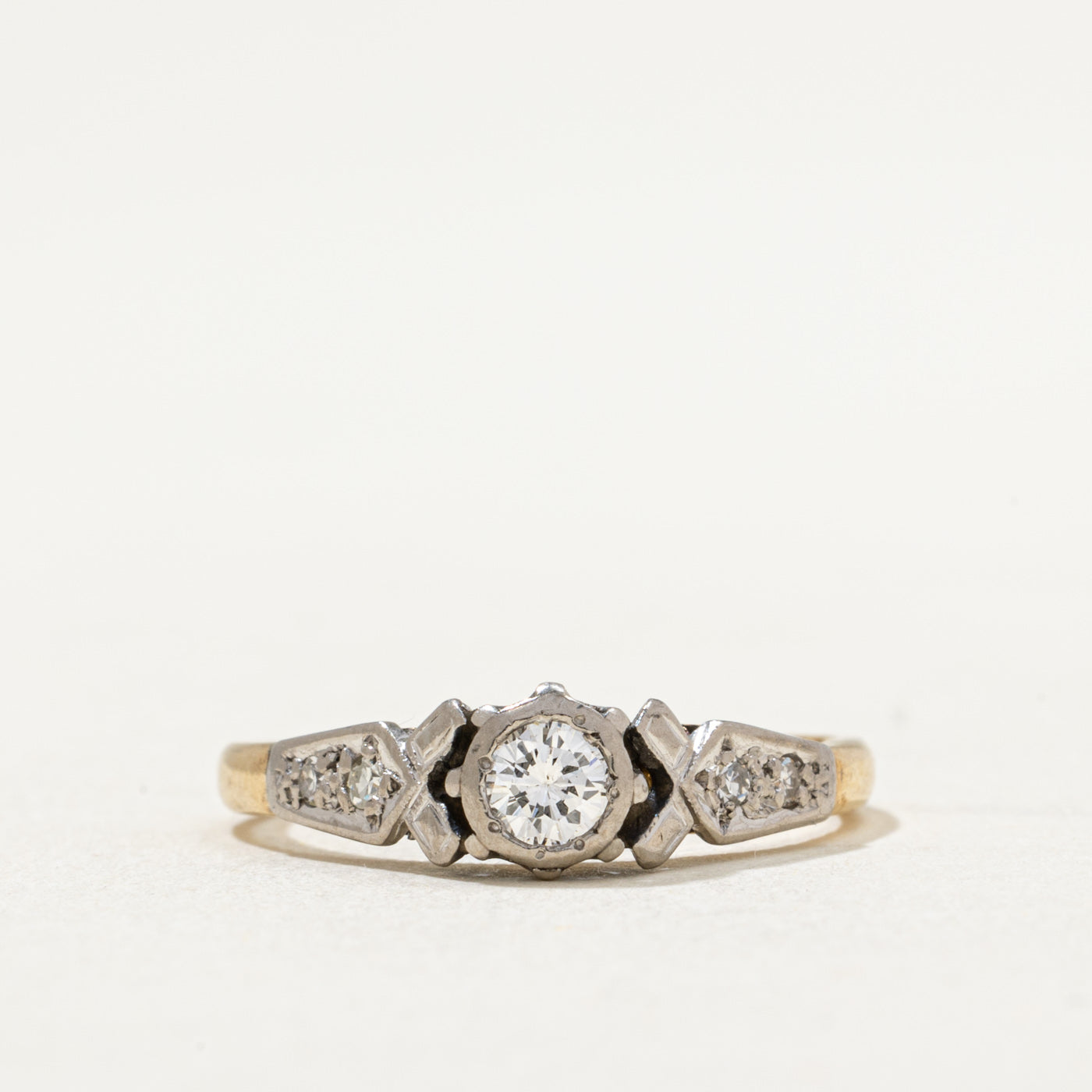 Vintage Bezel Set Diamond Engagement Ring | 0.26ctw | SZ 6.25