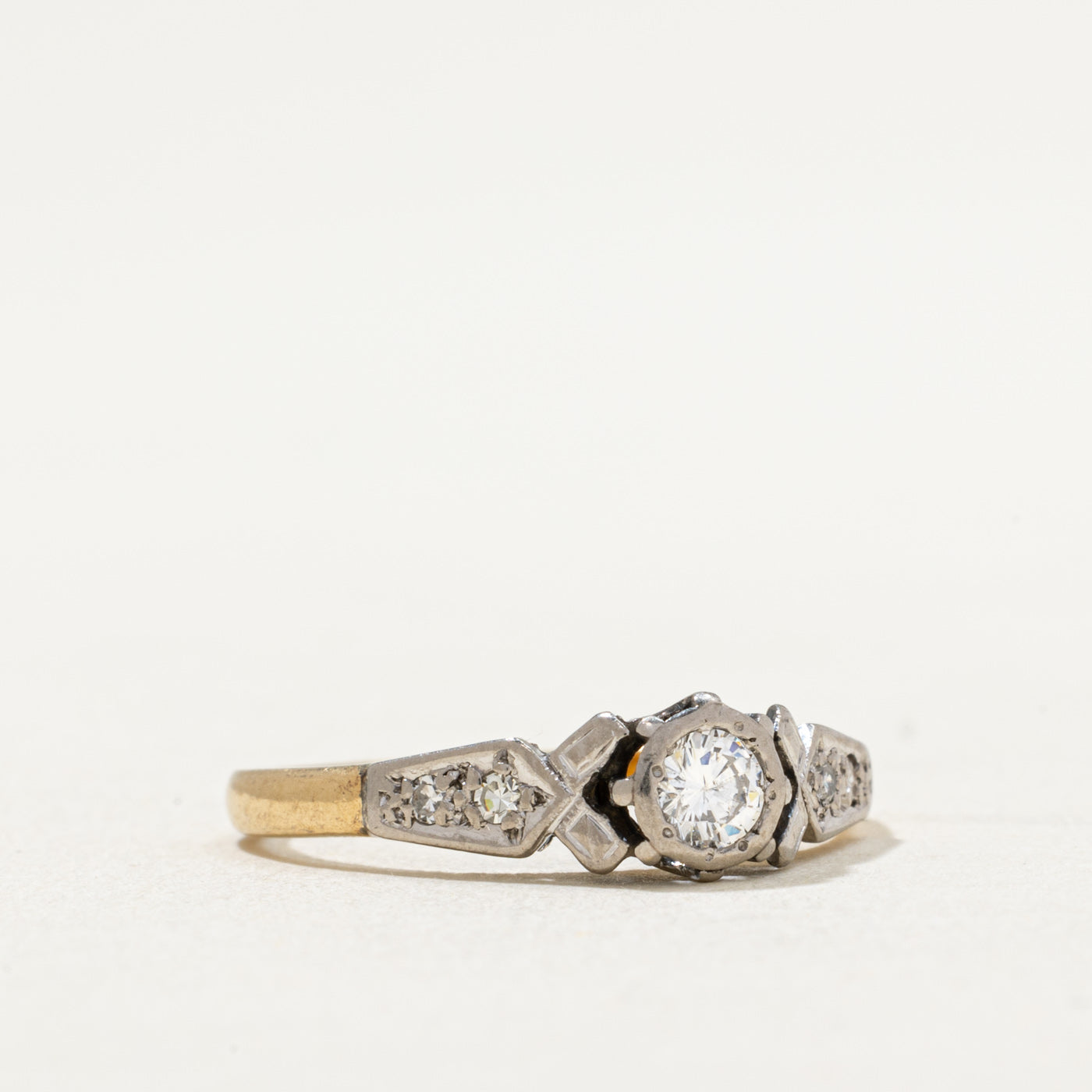 Vintage Bezel Set Diamond Engagement Ring | 0.26ctw | SZ 6.25