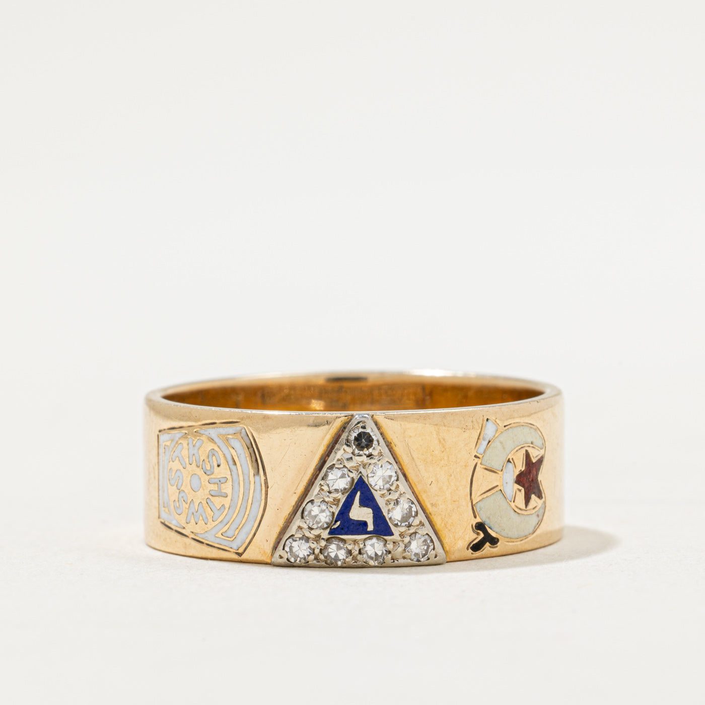 Vintage Masonic Diamond Accent Band | 0.13tw | SZ 11.25
