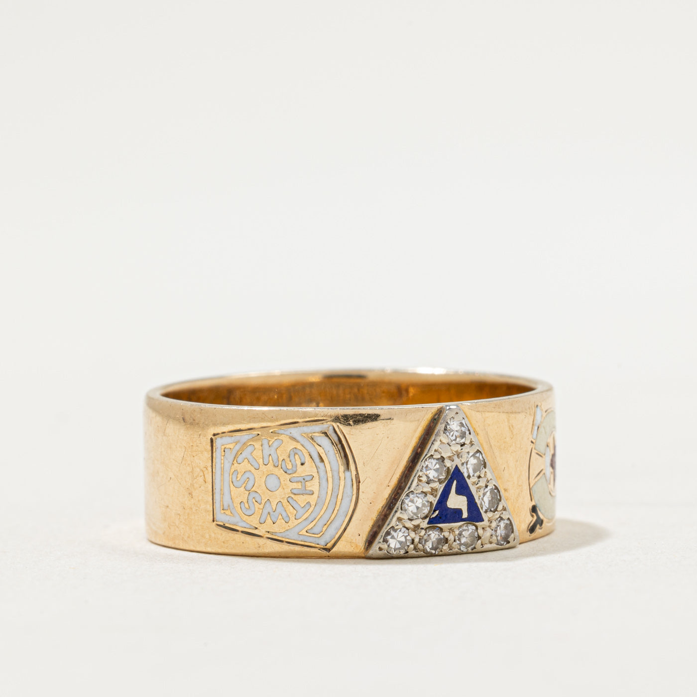 Vintage Masonic Diamond Accent Band | 0.13tw | SZ 11.25