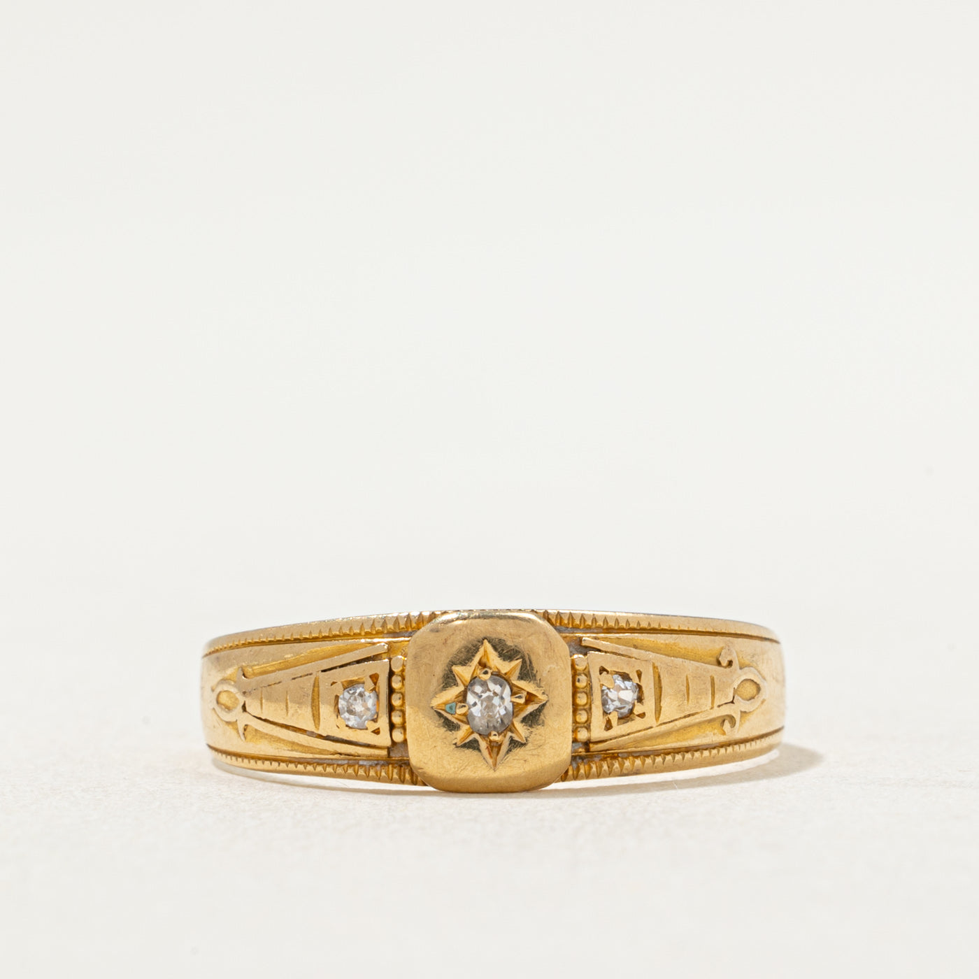 Antique Three Stone Diamond Ring | 0.06ctw | SZ 8.75