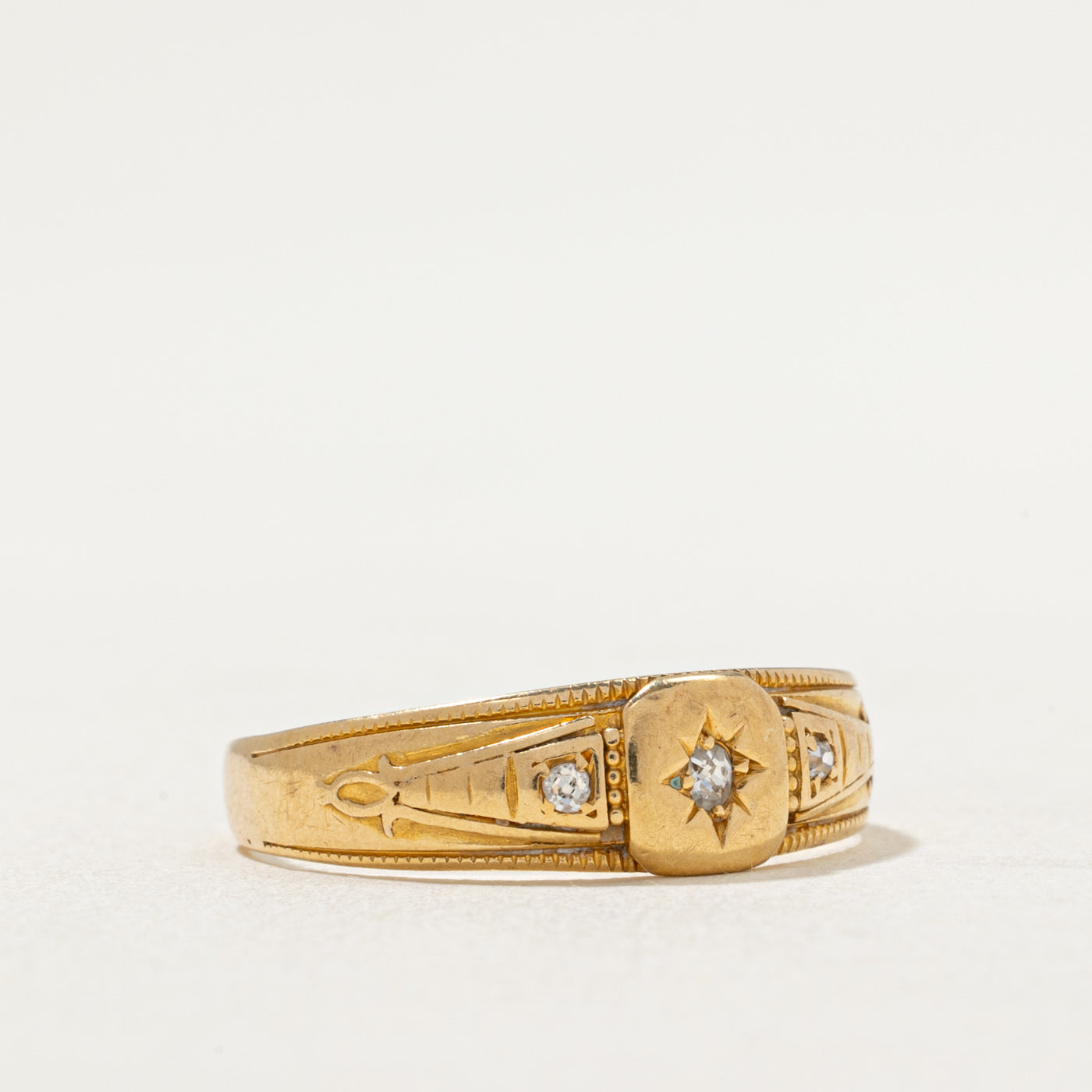 Antique Three Stone Diamond Ring | 0.06ctw | SZ 8.75