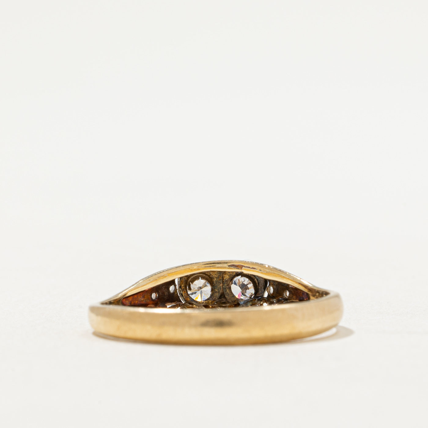Antique Two Stone Diamond Heart Ring | 0.16ctw | SZ 8.25