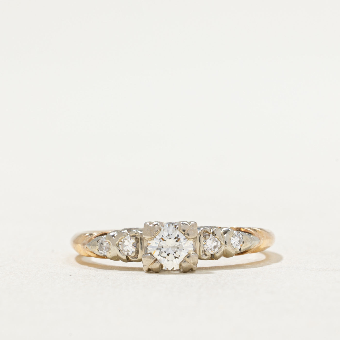 Bague de fiançailles vintage en diamant | 0,32 ct | Taille 6,75