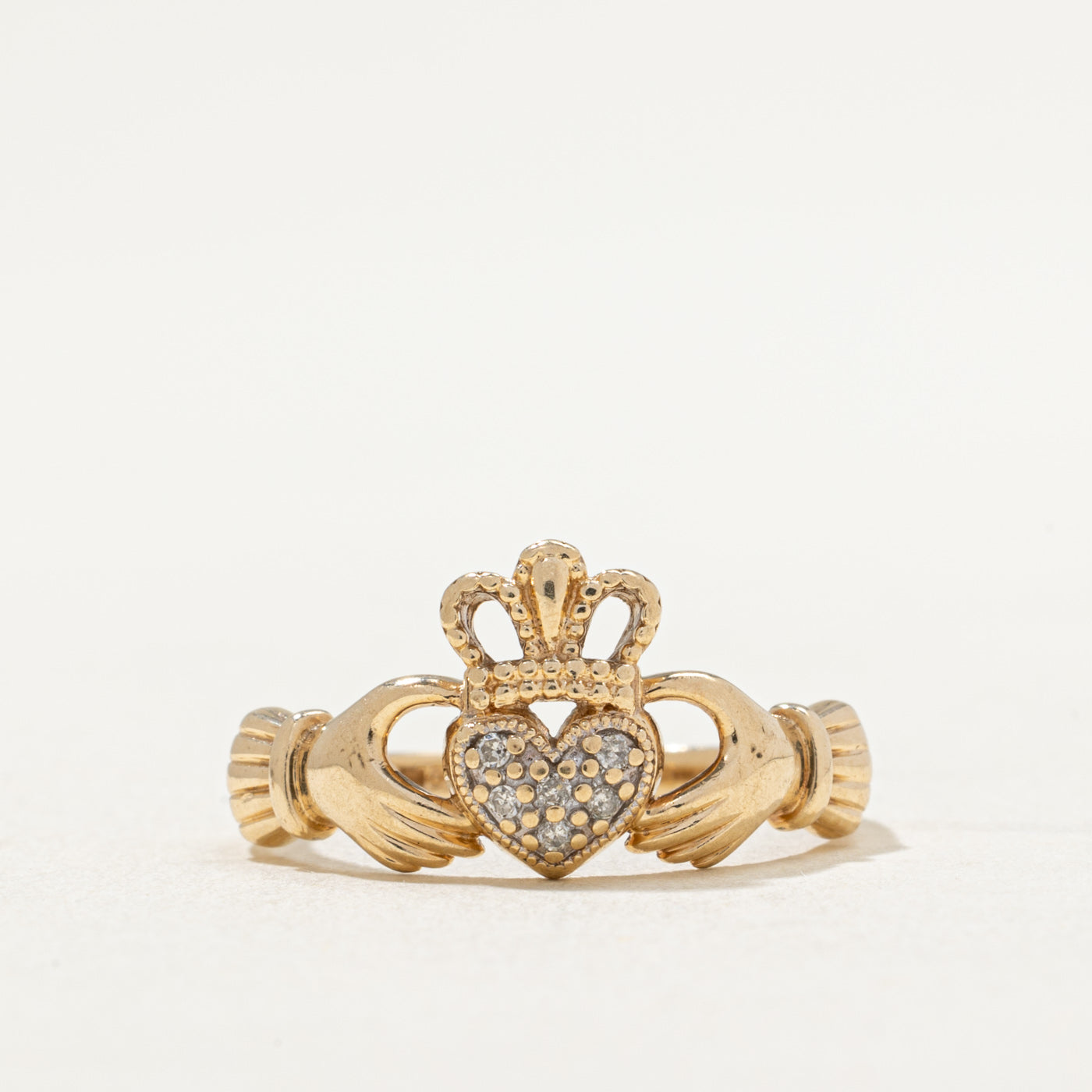 Cluster Diamond Claddagh Ring | 0.03ctw | SZ 6.5
