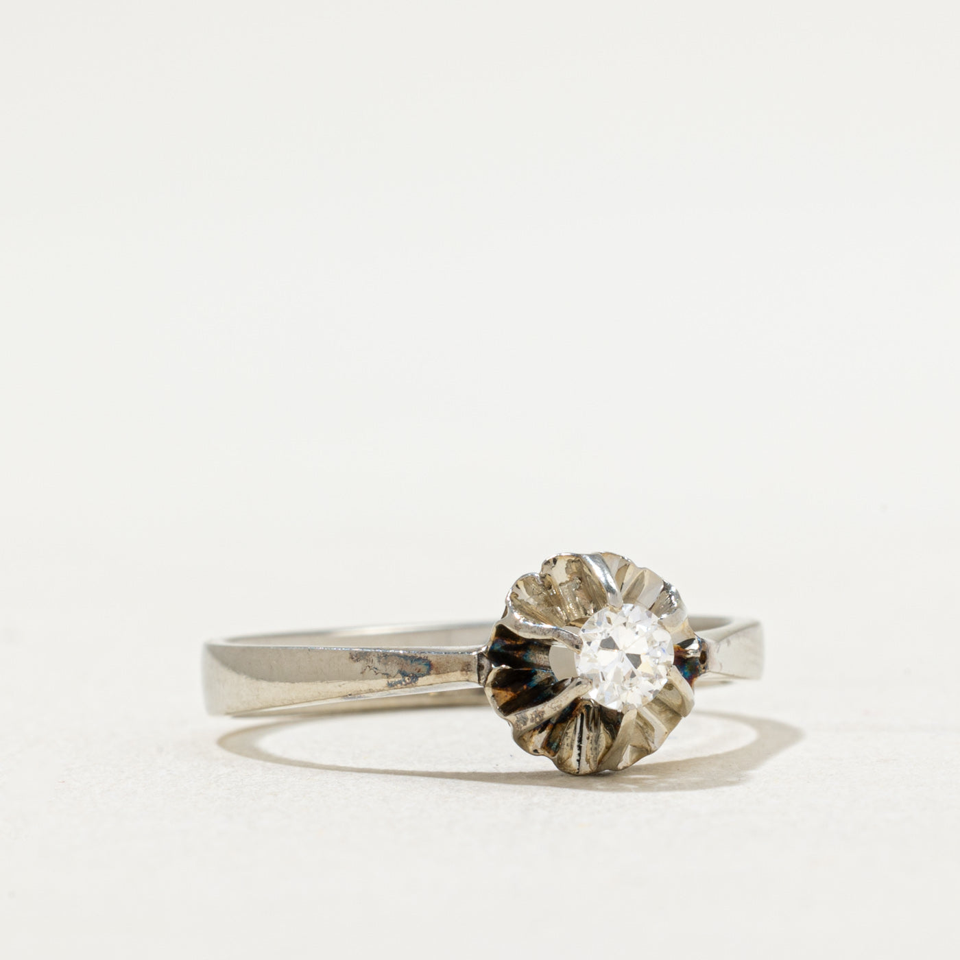 Vintage Belcher Set Diamond Engagement Ring | 0.20ct | SZ 7.75