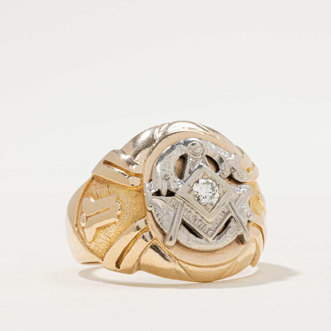 Single Stone Diamond Free Masons Ring | 0.17ct | SZ 11
