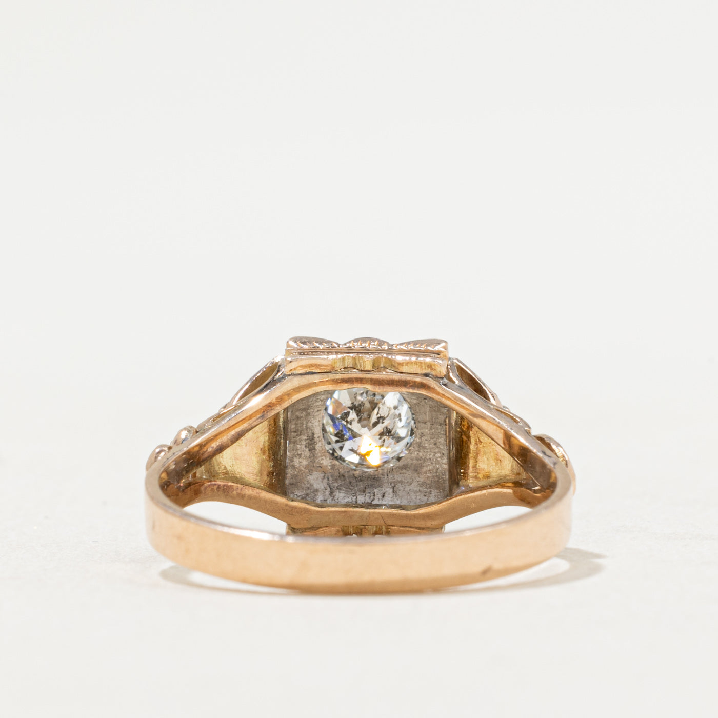 Bague de fiançailles ancienne européenne en diamant | 0,37 ct | Taille 6,25
